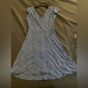 Kaileigh Navy and White Knit Wrap Dress